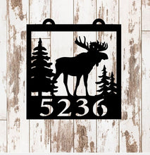 Load image into Gallery viewer, Rustic Moose House Number Sign