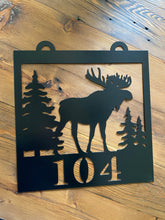 Load image into Gallery viewer, Rustic Moose House Number Sign