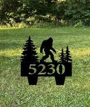 Load image into Gallery viewer, House number yard stake, moose, bear, bigfoot