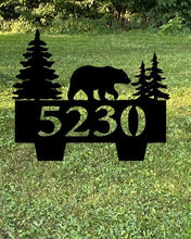 Load image into Gallery viewer, House number yard stake, moose, bear, bigfoot