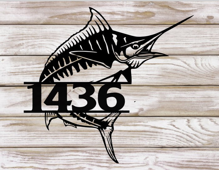 Marlin Metal Art | Monogram | Swordfish | Address Sign