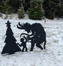 Load image into Gallery viewer, Christmas Krampus Scene Silhouette, Metal Yard Stake or Free Standing
