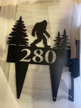 Load image into Gallery viewer, House number yard stake, moose, bear, bigfoot
