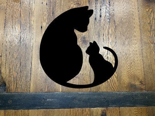Metal cat and kitten wall art