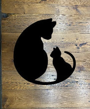 Load image into Gallery viewer, Metal cat and kitten wall art
