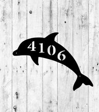 Load image into Gallery viewer, Metal Dolphin House Number sign
