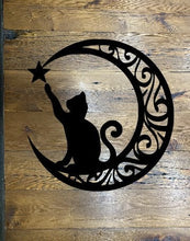 Load image into Gallery viewer, Moon &amp; Star Cat, metal sign
