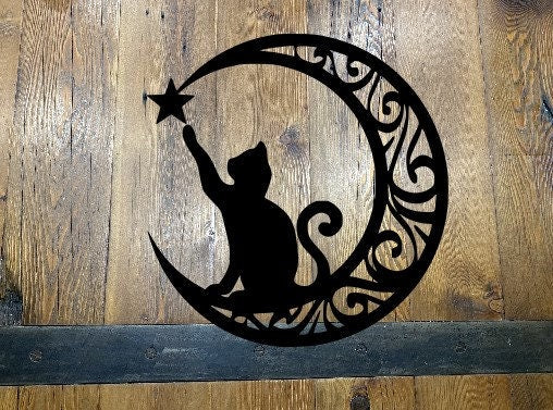 Moon & Star Cat, metal sign