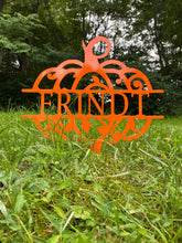 Load image into Gallery viewer, Metal Pumpkin Monogram | yard stake | wall art
