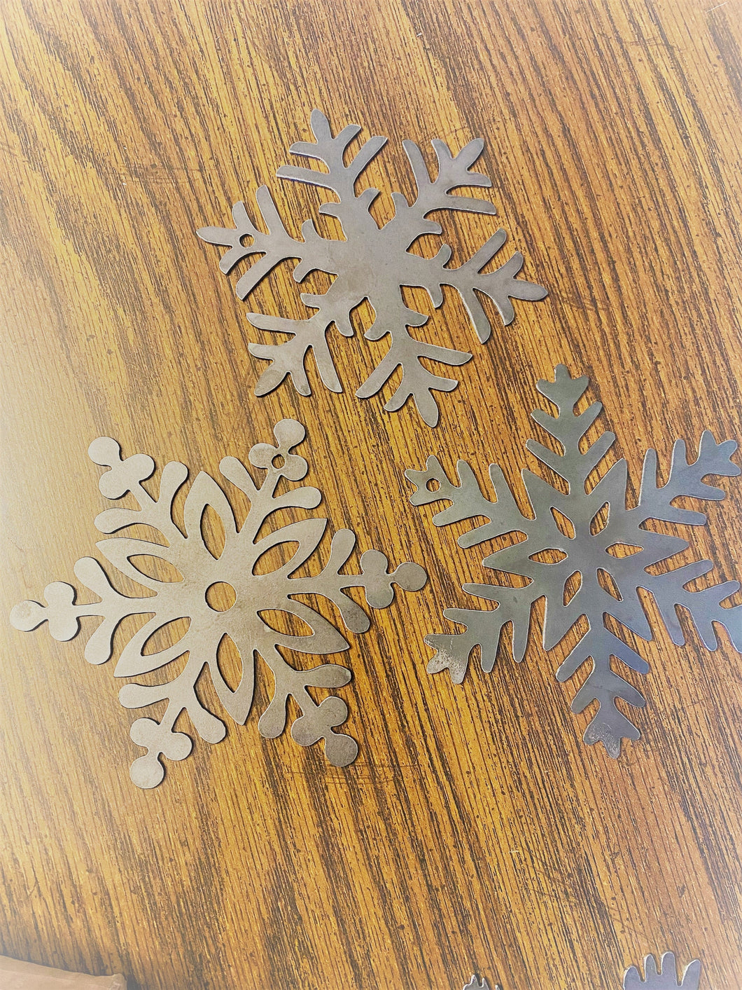 Snowflake Ornaments, metal set of 3