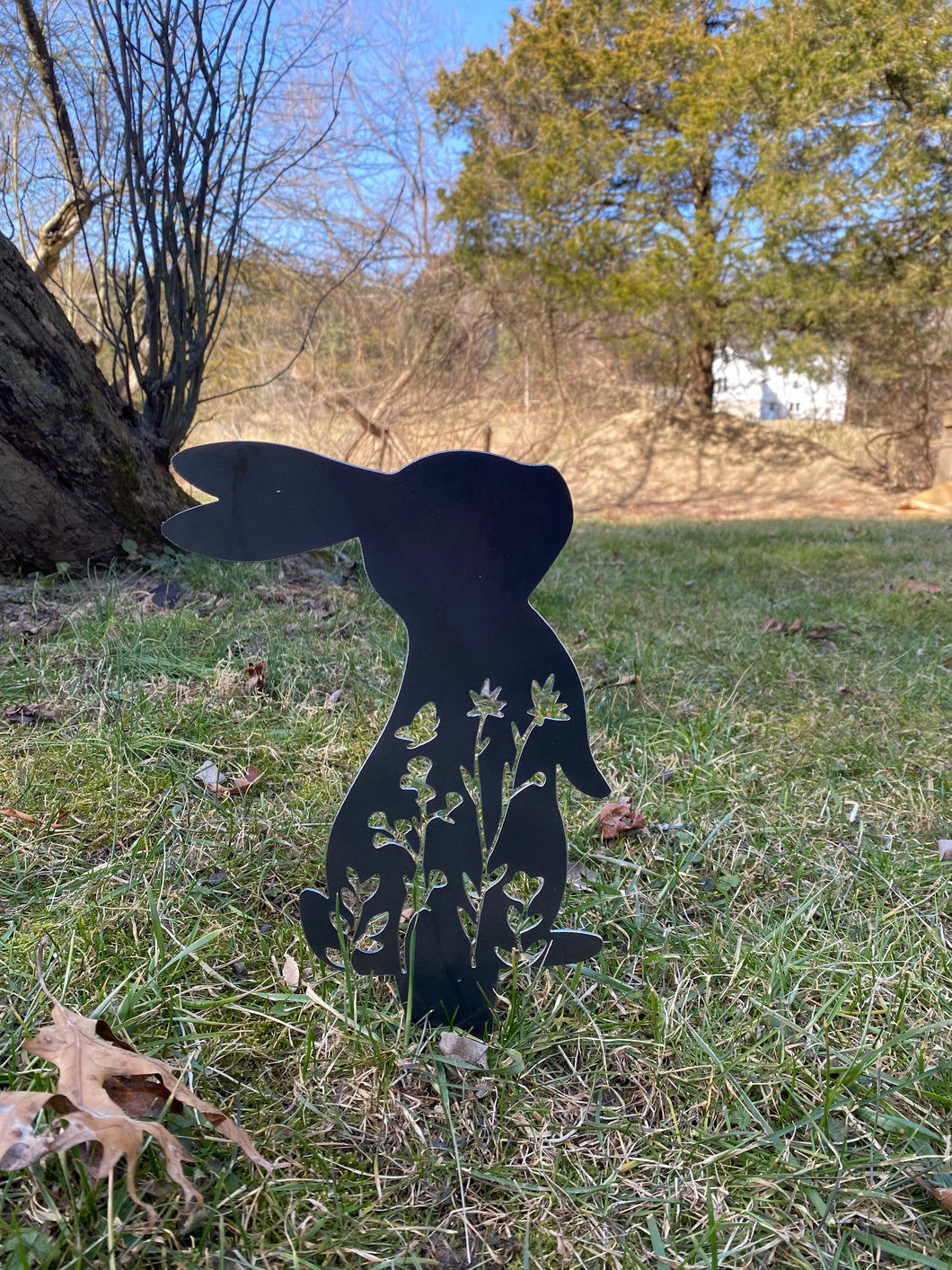 Floral Bunny Garden Stake